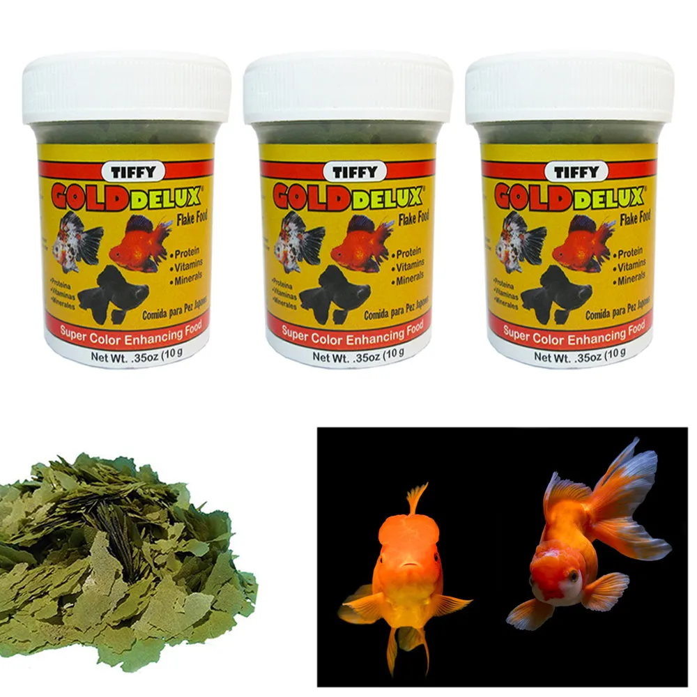 3pk Gold Fish Flakes 0.35oz Balanced Diet Natural Color Enhancers Growth Health