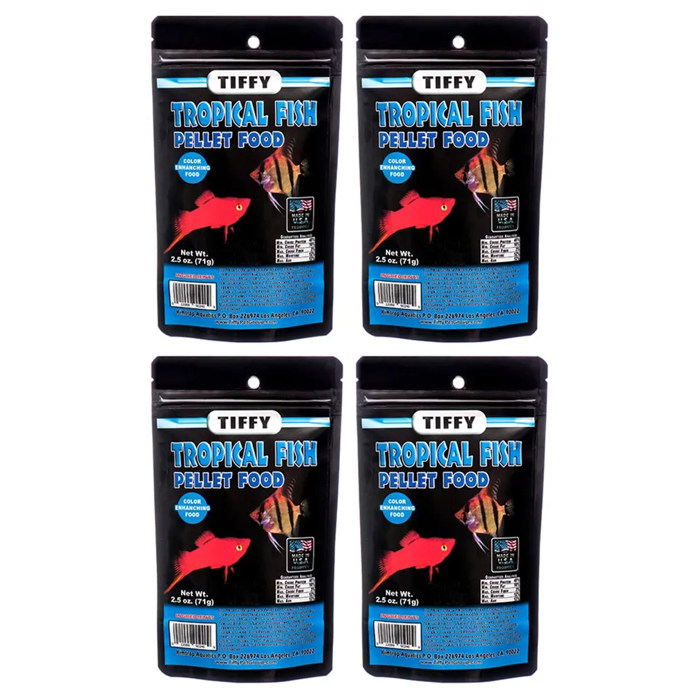 4 Packs Premium Tropical Fish Food Pellets Color Enhancing Balanced Diet 2.5oz