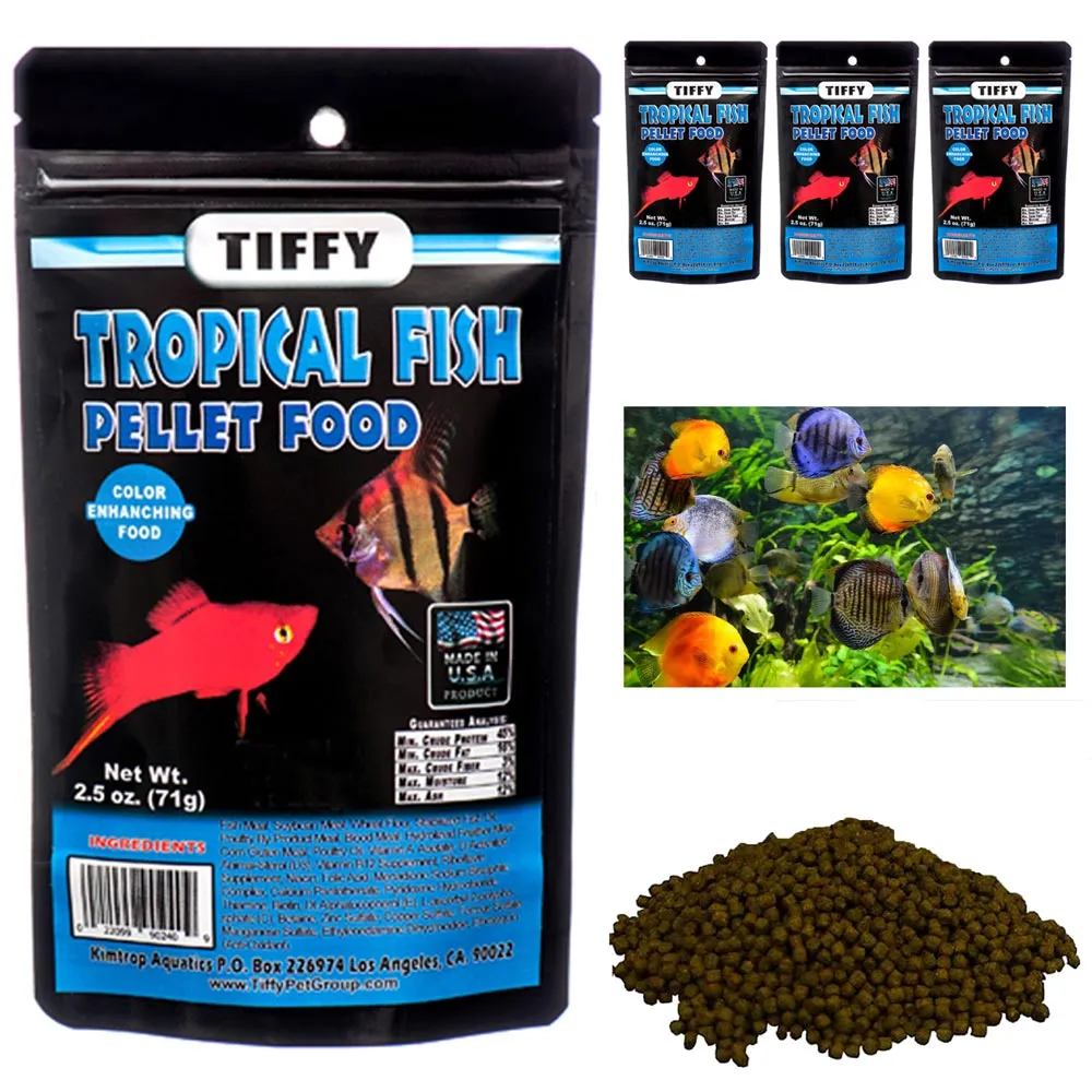 4 Packs Premium Tropical Fish Food Pellets Color Enhancing Balanced Diet 2.5oz