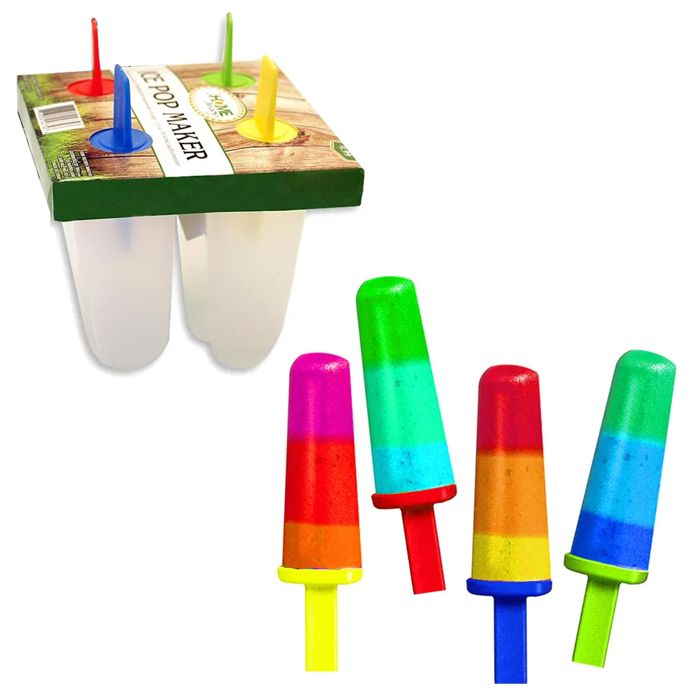 4 Section Ice Pop Maker Mold Popsicle Dessert Cream Frozen Pops Cake Treats DYI