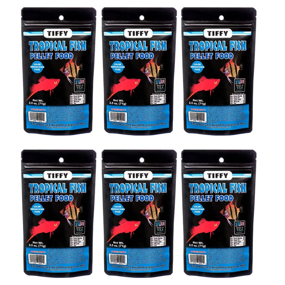 6 Packs Floating Tropical Fish Pellets Food Diet Color Enhancing Vitamins 2.5oz