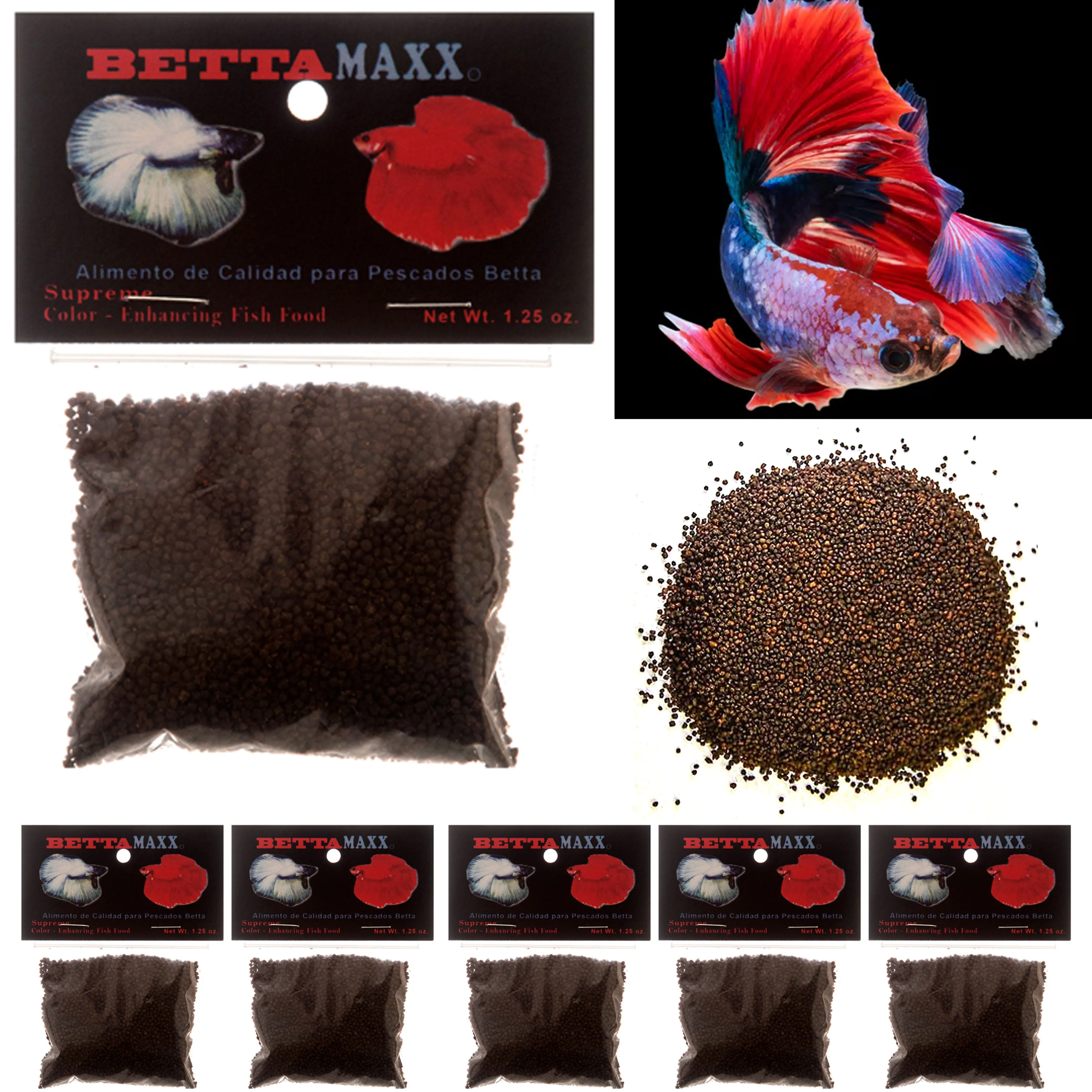 6 Packs Mini Pellets Betta Fish Food Balanced Diet Color Enhancing Vitamin Rich