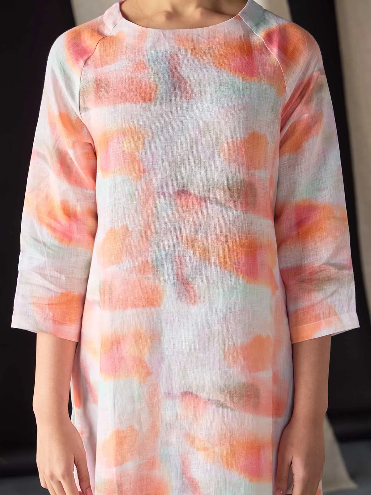 Apricot Linen Kurta
