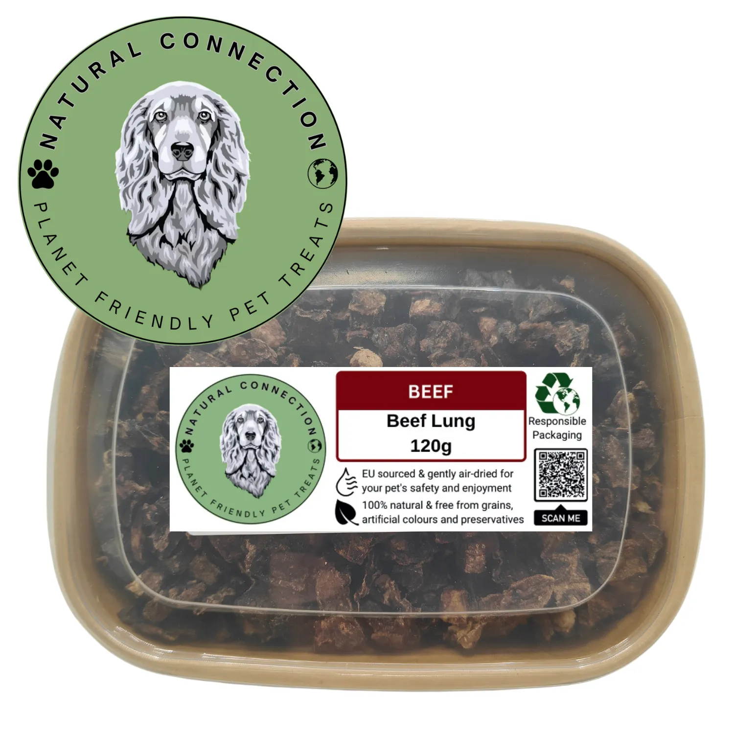 Beef Lung Jerky | Air Dried Meaty Crunchy Chunks by Natural Connection