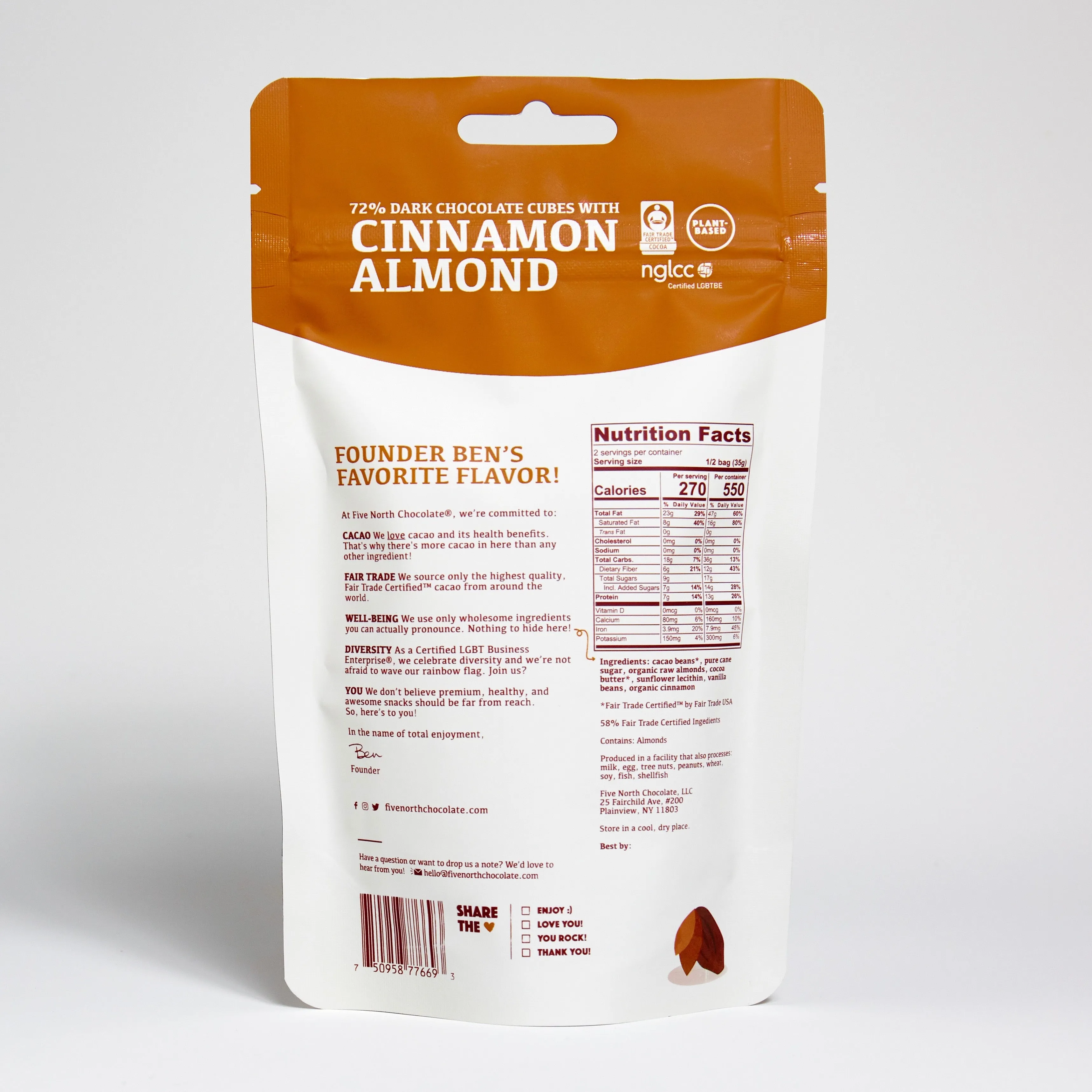 Dark Chocolate with Organic Almond and Cinnamon