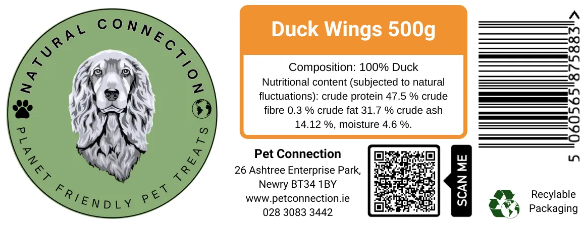 Duck Wings | High Protein Crunchy Dog Treat Snacks by Natural Connection