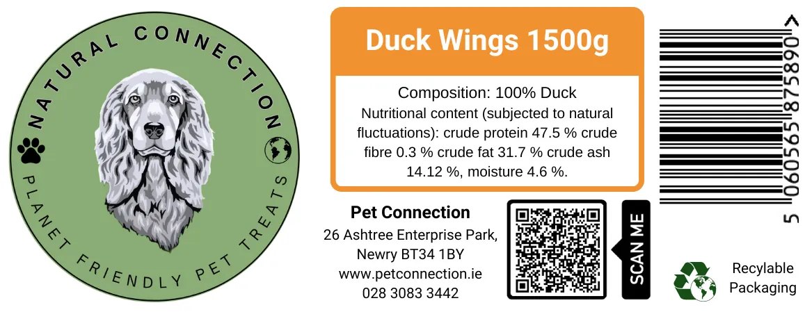 Duck Wings | High Protein Crunchy Dog Treat Snacks by Natural Connection