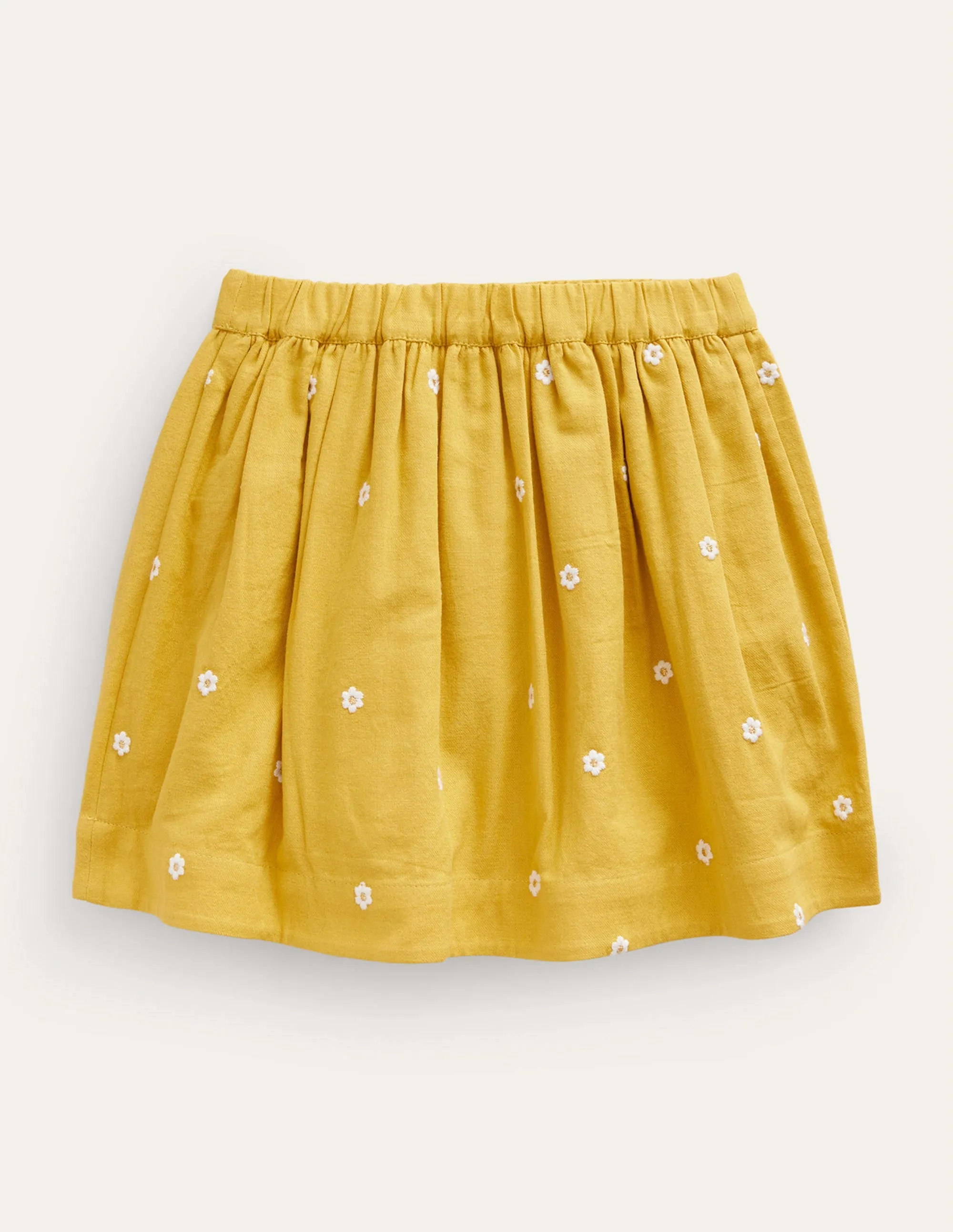 Embroidered Twirly Skirt-Honeycomb Yellow Daisy