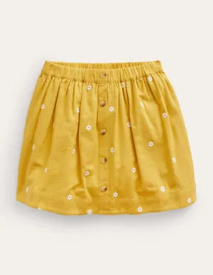 Embroidered Twirly Skirt-Honeycomb Yellow Daisy