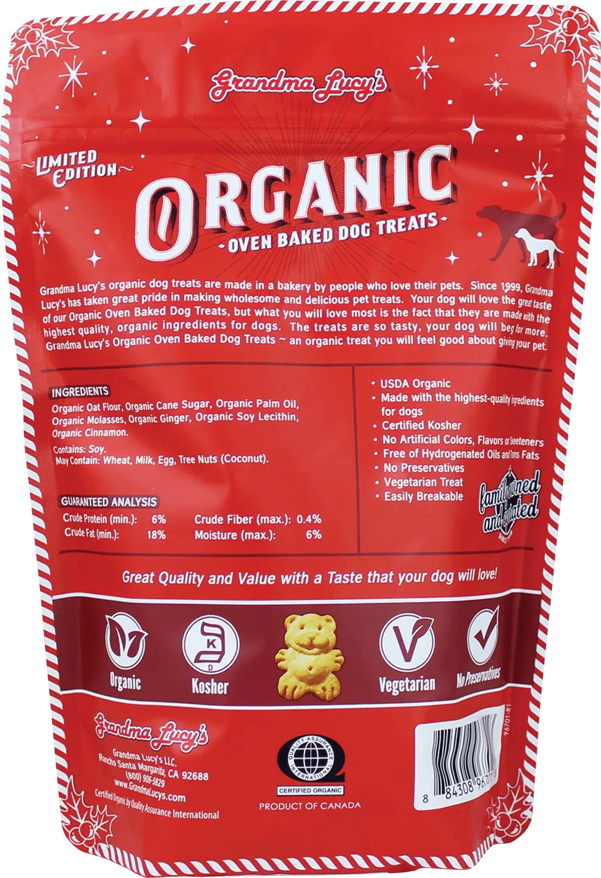 Grandma Lucy's Organic Oven Baked Dog Treats Gingerbread Recipe Limited Edition