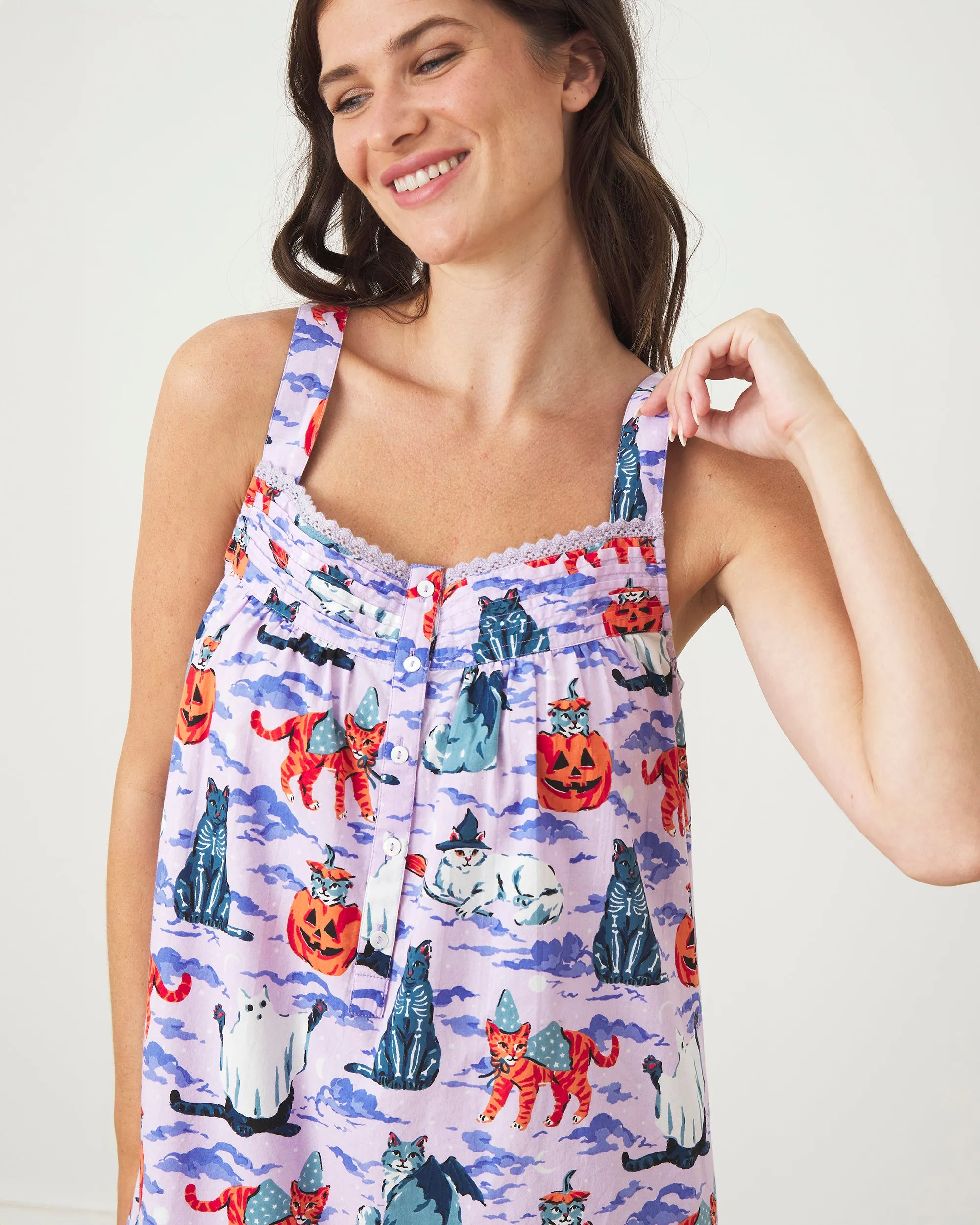 Halloween House Cats - Back To Bed Nightgown - Lavender
