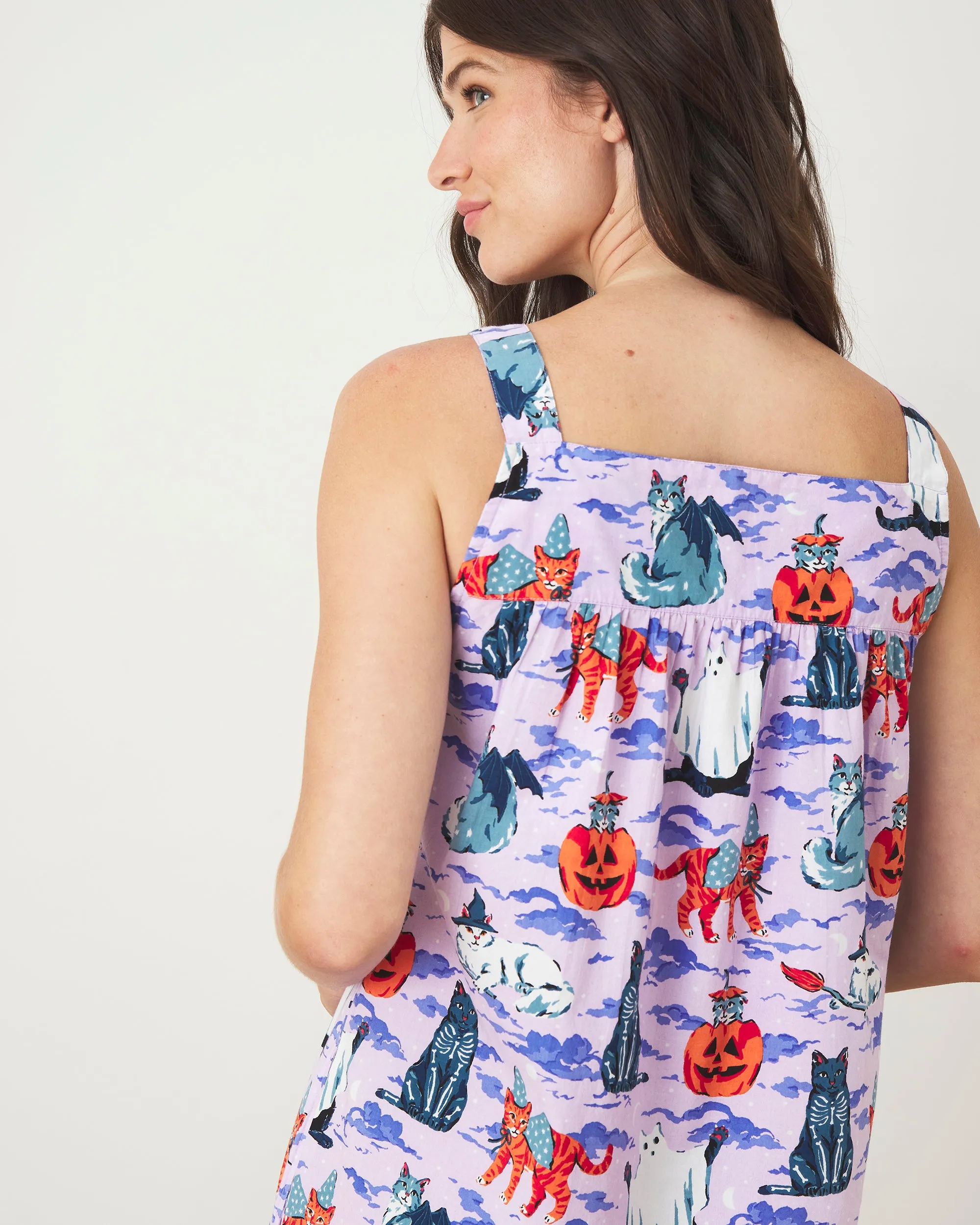 Halloween House Cats - Back To Bed Nightgown - Lavender