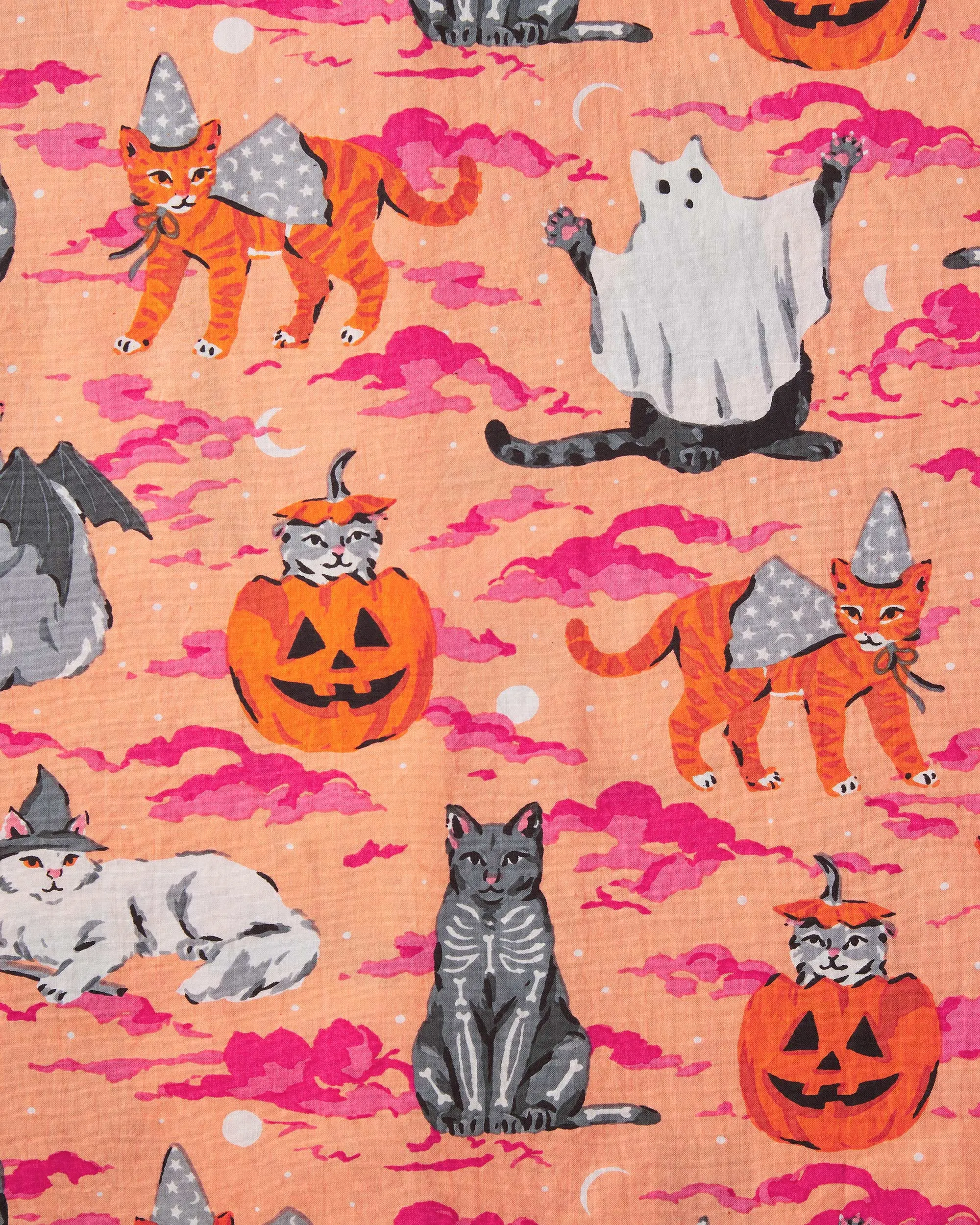 Halloween House Cats - Long PJ Set - Jack O' Lantern
