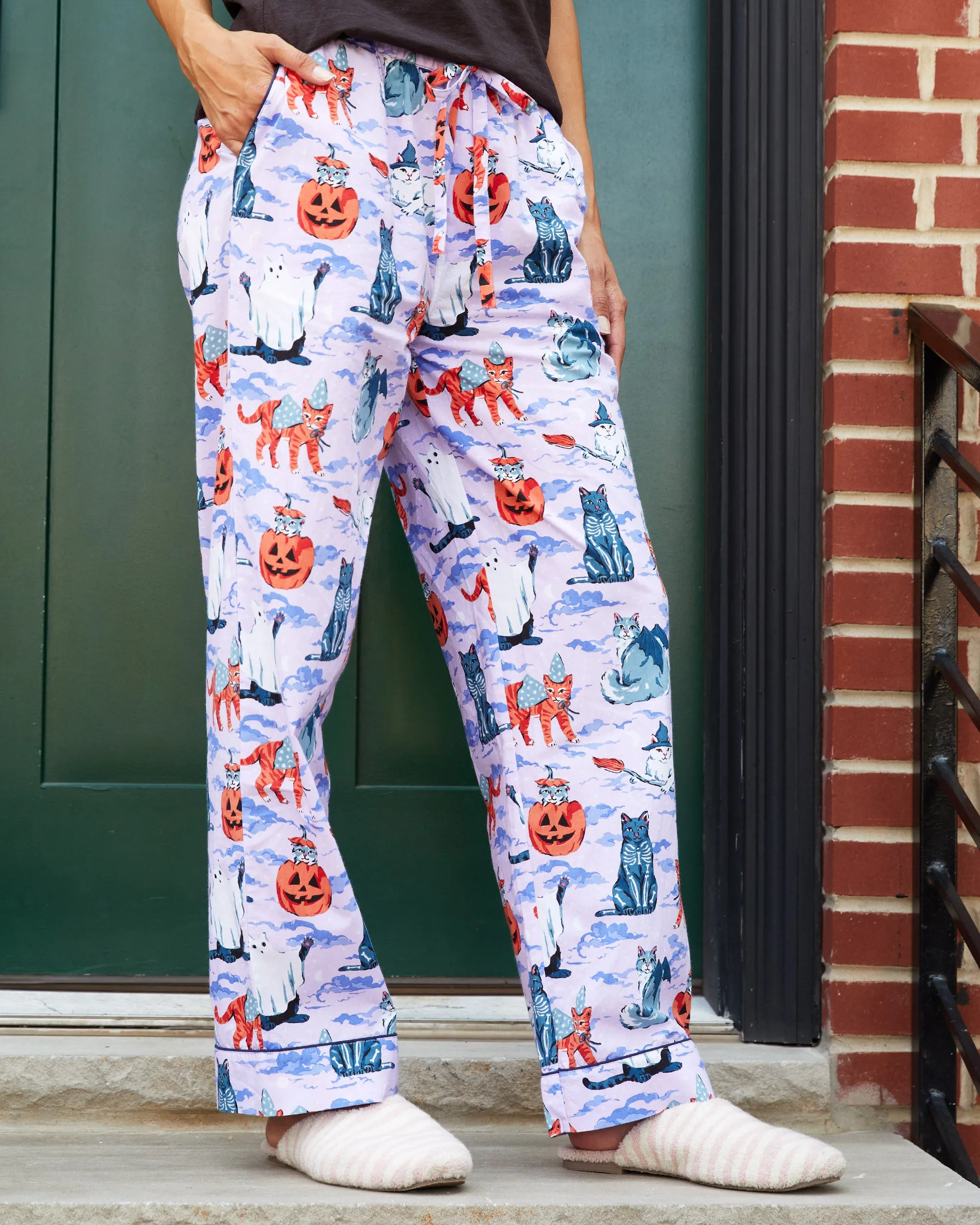 Halloween House Cats - PJ Pants - Lavender