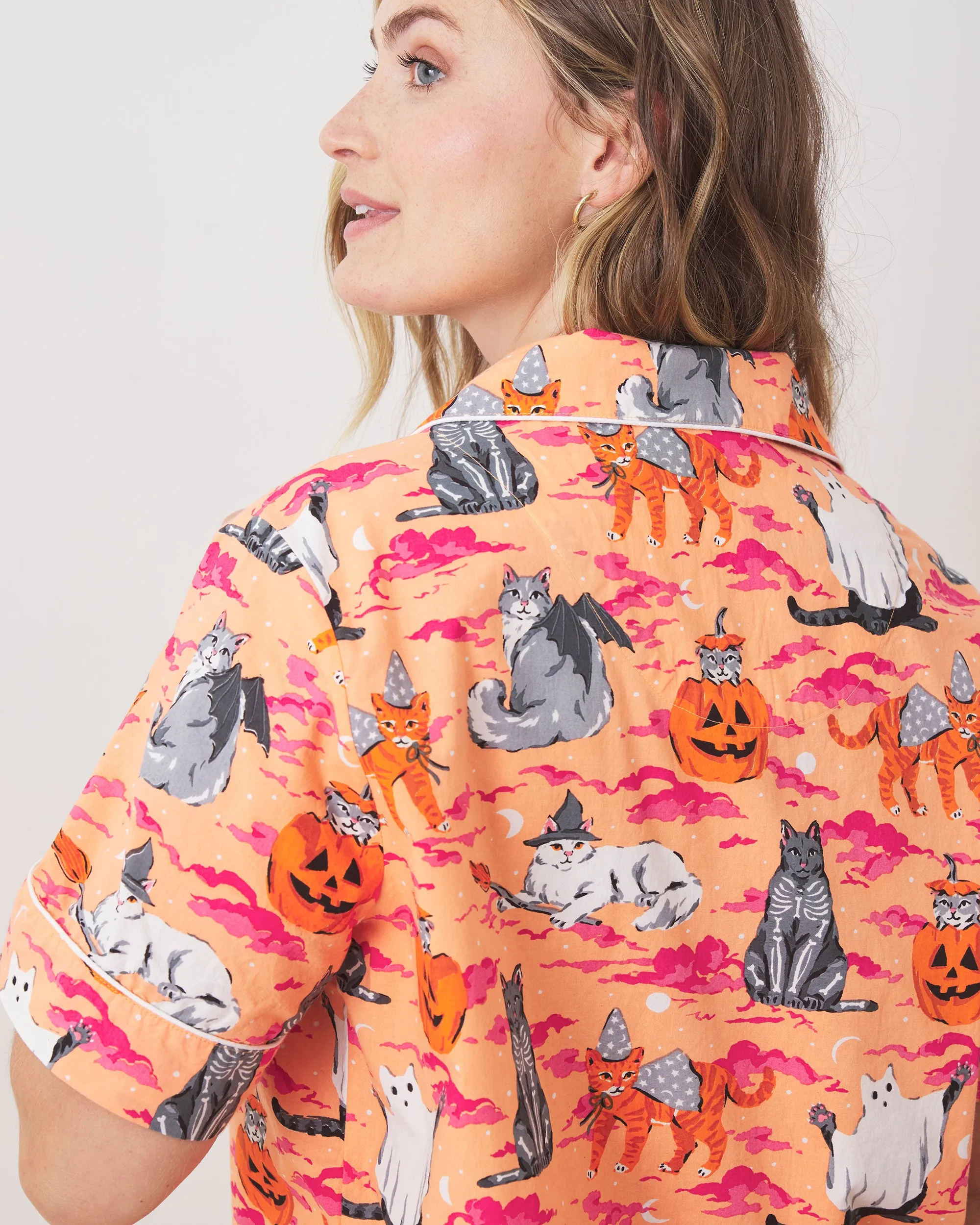 Halloween House Cats - Short PJ Set - Jack O' Lantern
