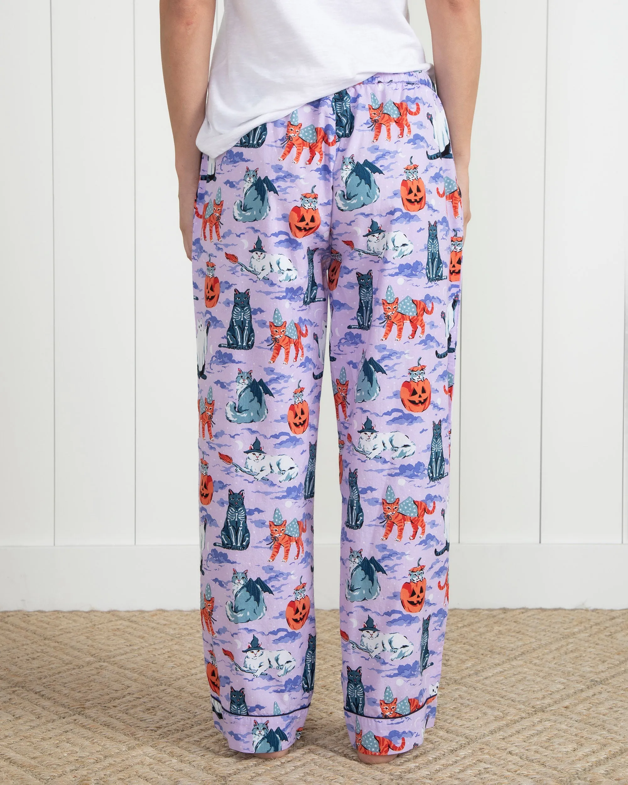 Halloween House Cats - Tall PJ Pants - Lavender