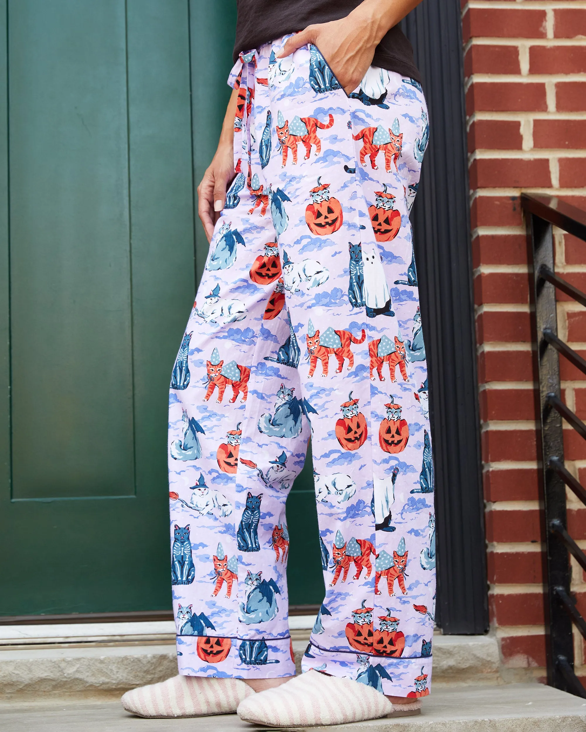 Halloween House Cats - Tall PJ Pants - Lavender