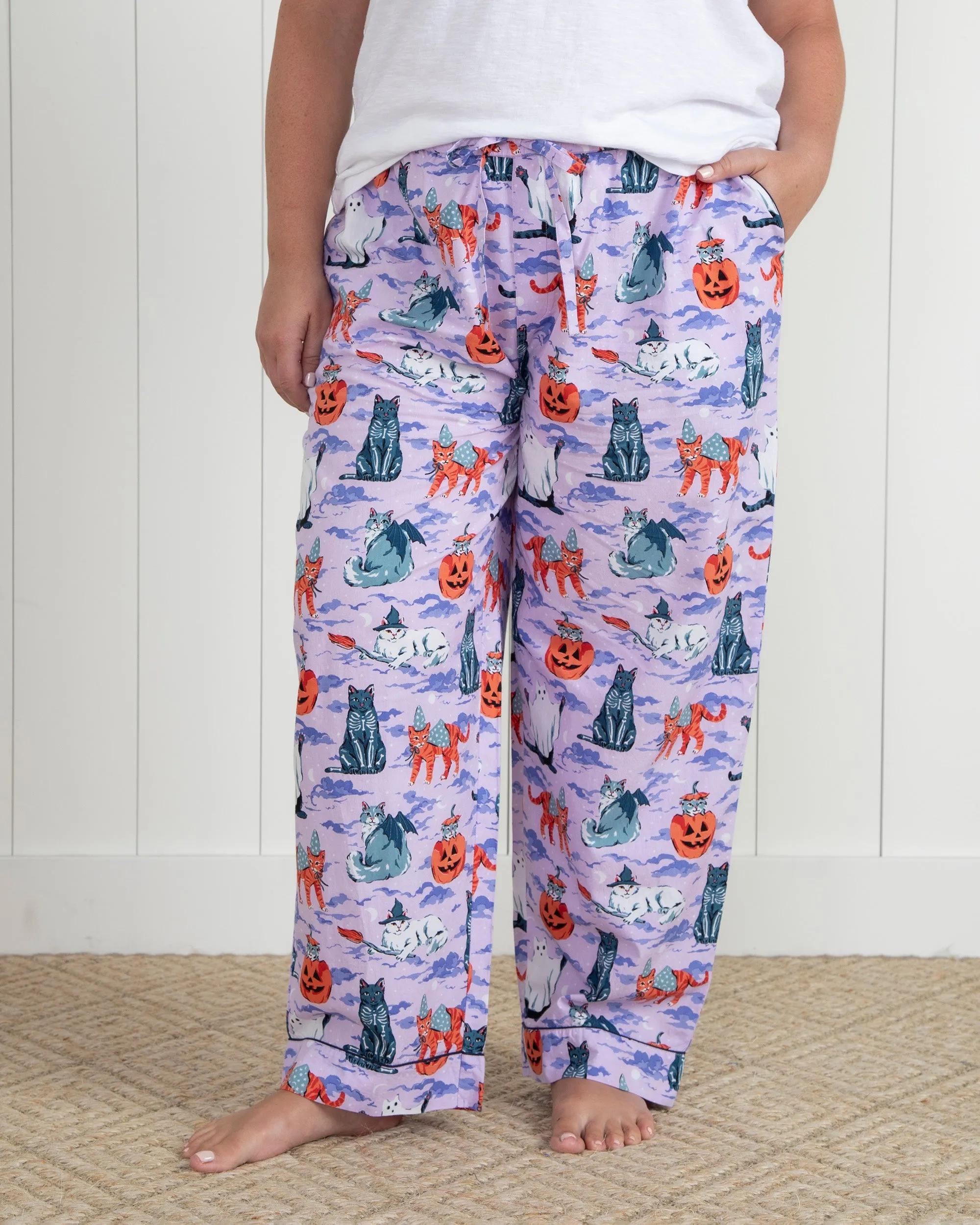 Halloween House Cats - Tall PJ Pants - Lavender