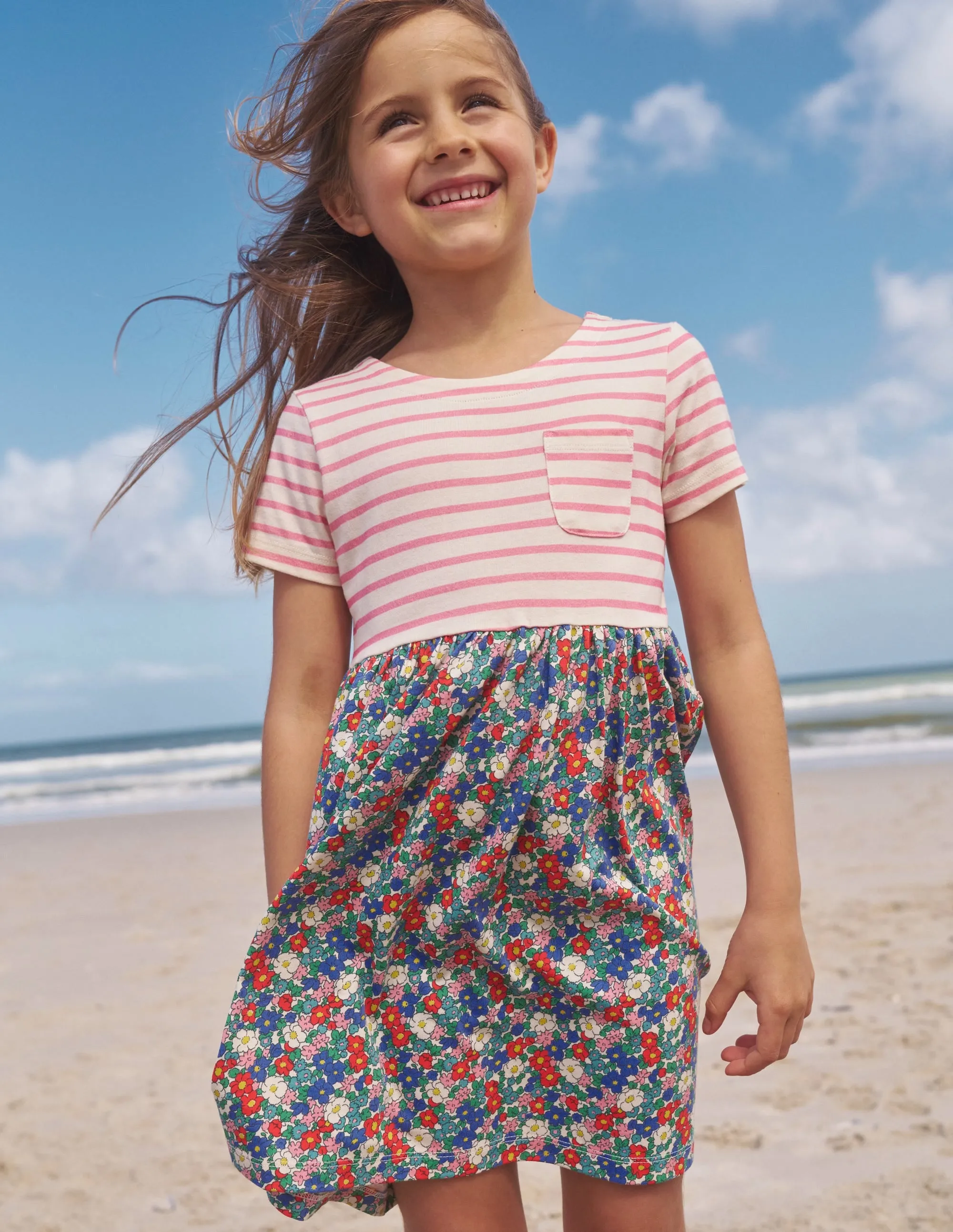 Hotchpotch Jersey dress-Nautical Floral