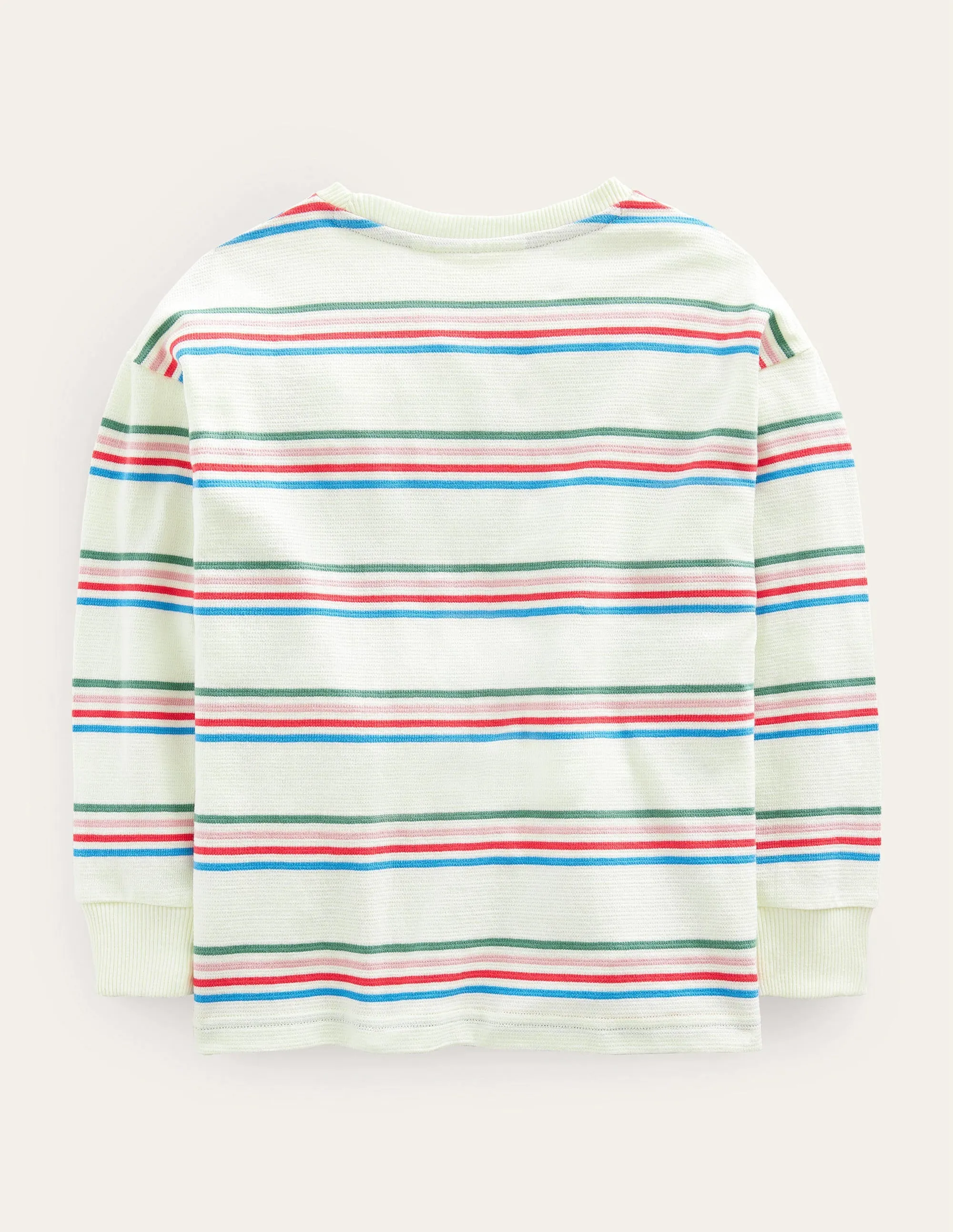 Long Sleeve Textured T-shirt-Ivory/Csarite/Surf