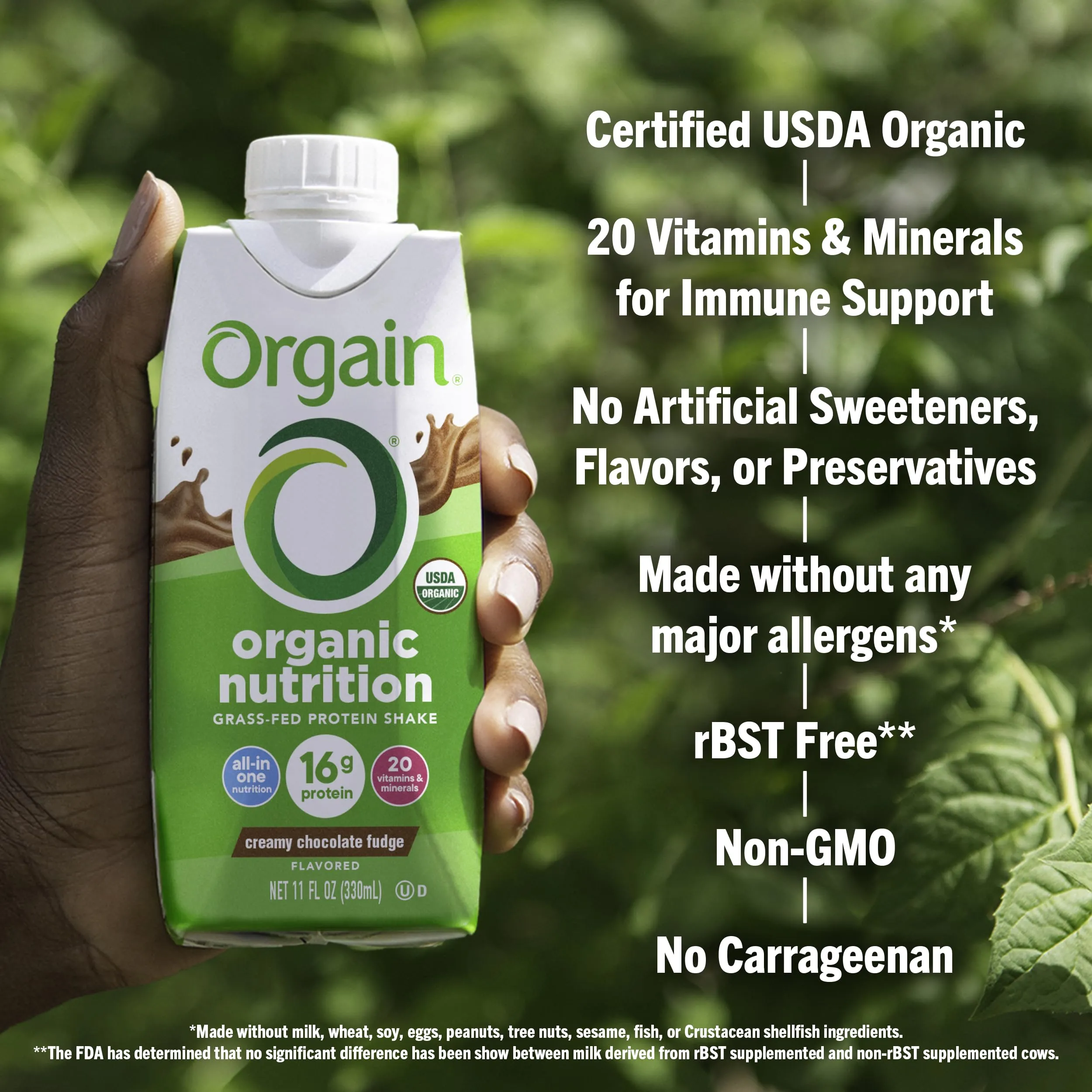 Orgain Organic Nutritional Protein Shake, Creamy Chocolate Fudge - 16g Grass Fed Whey Protein, Meal Replacement, 20 Vitamins & Minerals, Fruits & Vegetables, Gluten Free, Non-GMO, 11 Fl Oz (12 Pack)