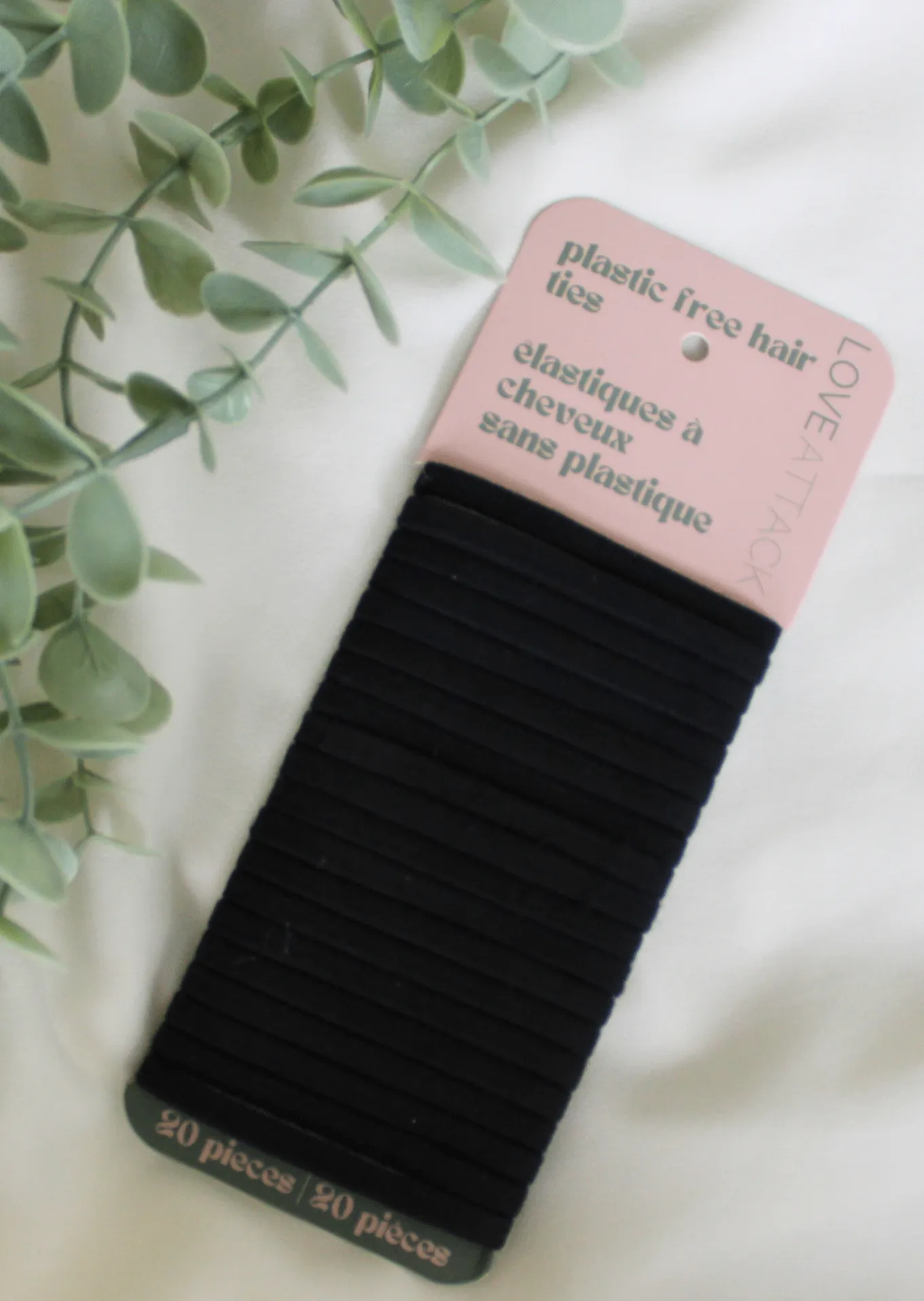 Plastic Free Biodegradable Hair Ties - 20 Pack: Black