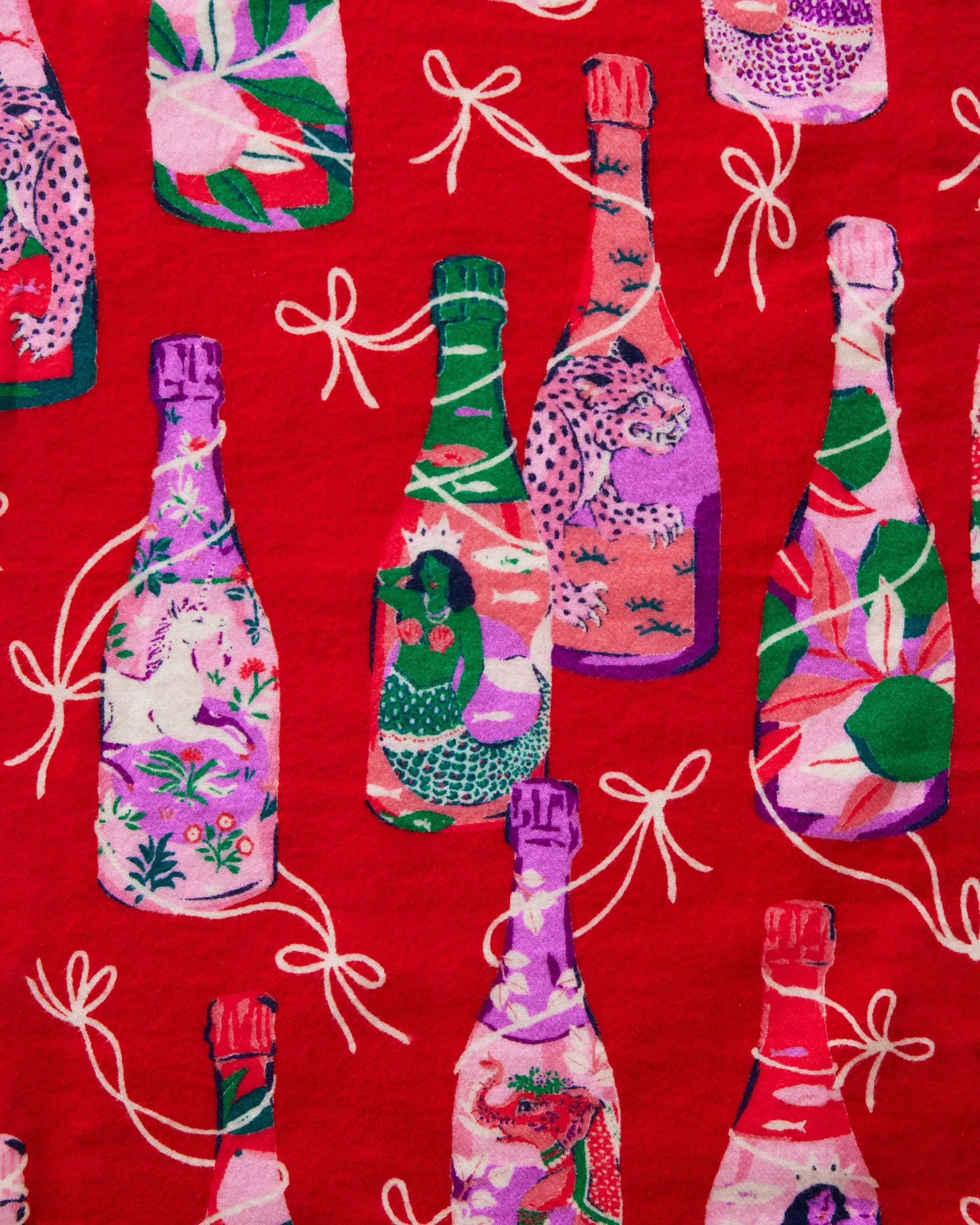 Pop the Bubbly - Brushed Twill Long Sleep Set - Red Stocking